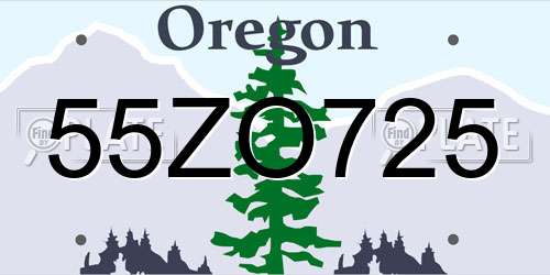 55ZO725 Oregon License Plate