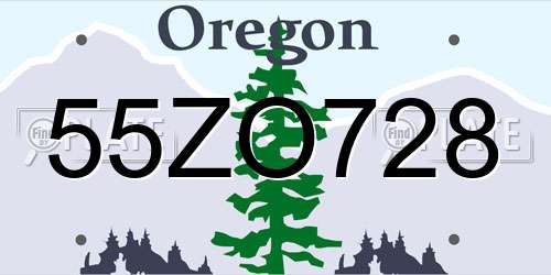 55ZO728 Oregon License Plate