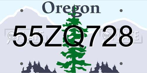 55ZQ728 Oregon License Plate