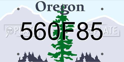 560F85 Oregon License Plate