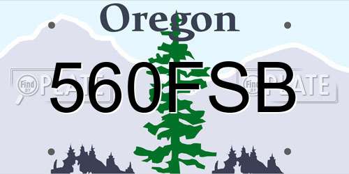 560FSB Oregon License Plate