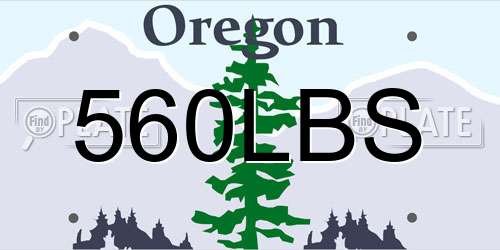 560LBS Oregon License Plate