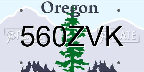 560ZVK Oregon License Plate