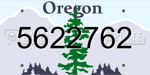 5622762 Oregon License Plate