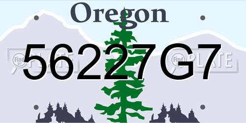 56227G7 Oregon License Plate