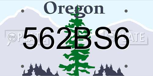 562BS6 Oregon License Plate