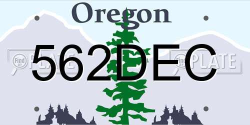 562DEC Oregon License Plate