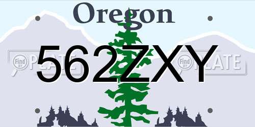 562ZXY Oregon License Plate