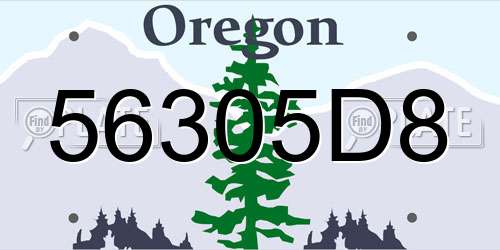 56305D8 Oregon License Plate