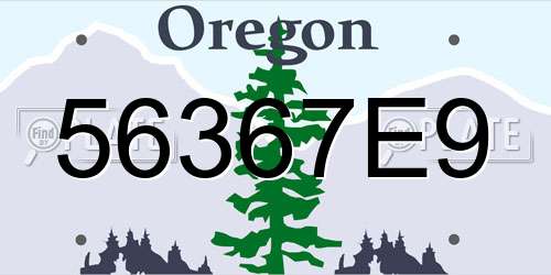 56367E9 Oregon License Plate