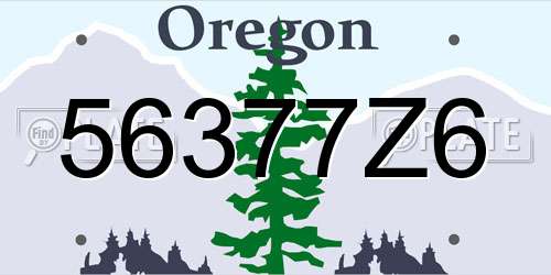 56377Z6 Oregon License Plate