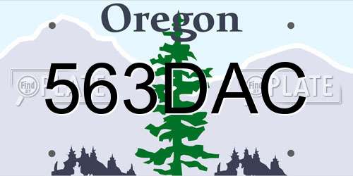 563DAC Oregon License Plate