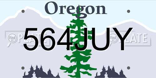 564JUY Oregon License Plate
