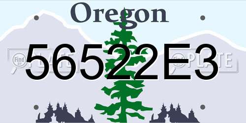 56522E3 Oregon License Plate