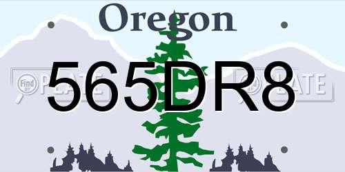 565DR8 Oregon License Plate