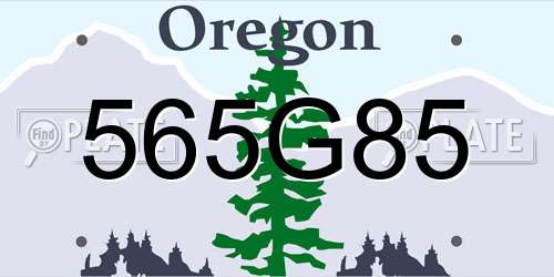 565G85 Oregon License Plate