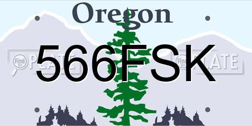 566FSK Oregon License Plate