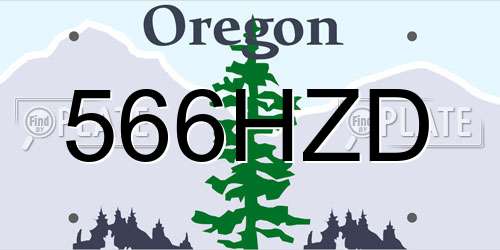 566HZD Oregon License Plate