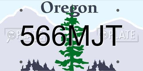 566MJT Oregon License Plate