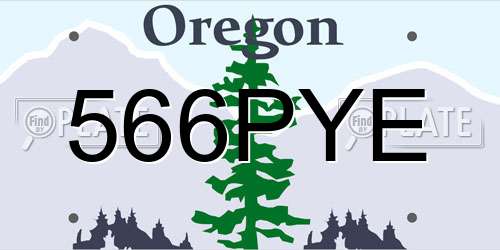 566PYE Oregon License Plate