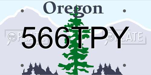 566TPY Oregon License Plate
