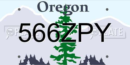 566ZPY Oregon License Plate