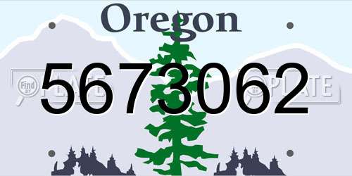 5673062 Oregon License Plate