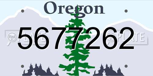 5677262 Oregon License Plate