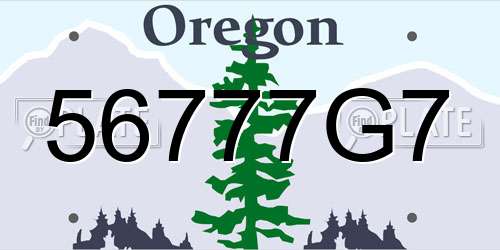 56777G7 Oregon License Plate