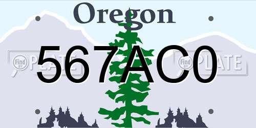 567AC0 Oregon License Plate