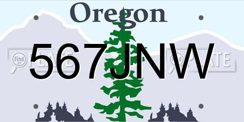 567JNW Oregon License Plate