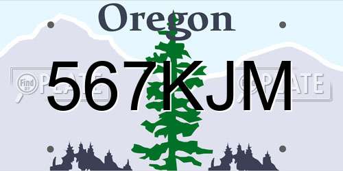 567KJM Oregon License Plate