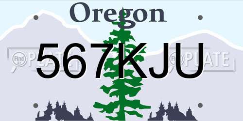 567KJU Oregon License Plate