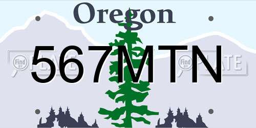 567MTN Oregon License Plate