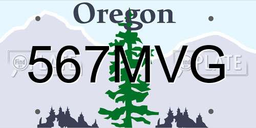 567MVG Oregon License Plate