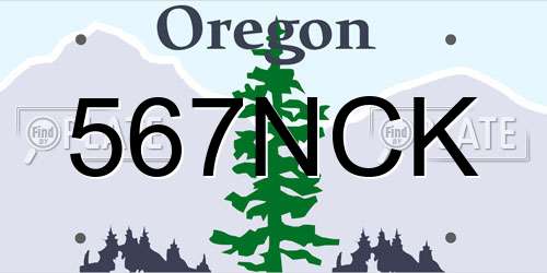 567NCK Oregon License Plate