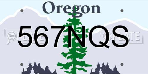 567NQS Oregon License Plate
