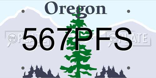 567PFS Oregon License Plate