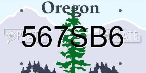567SB6 Oregon License Plate