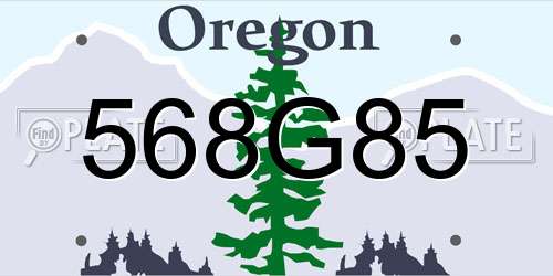 568G85 Oregon License Plate