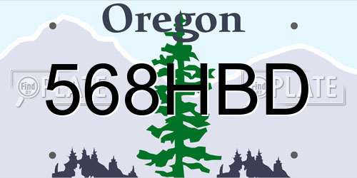 568HBD Oregon License Plate