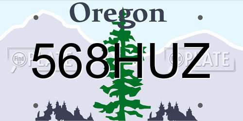 568HUZ Oregon License Plate