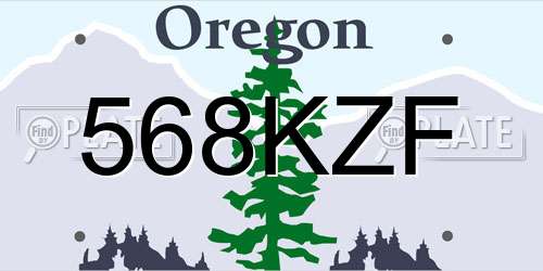 568KZF Oregon License Plate
