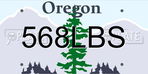 568LBS Oregon License Plate