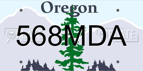 568MDA Oregon License Plate