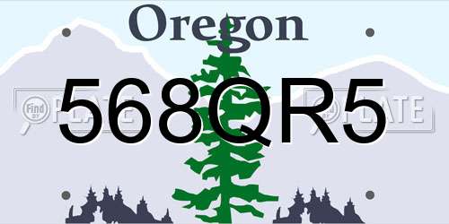 568QR5 Oregon License Plate
