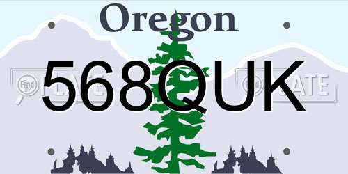 568QUK Oregon License Plate