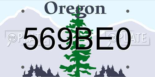 569BE0 Oregon License Plate