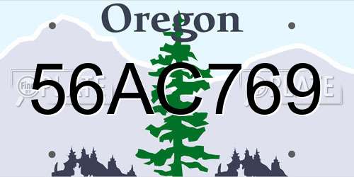 56AC769 Oregon License Plate