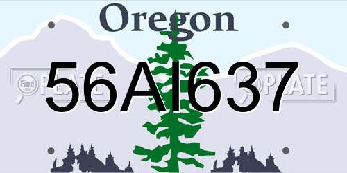 56AI637 Oregon License Plate